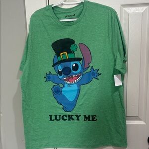 Men’s Disney Green T-Shirt with Lucky Stitch Graphic
